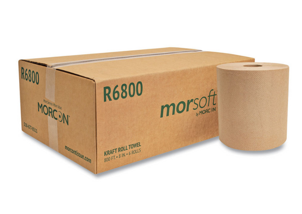 Hardwound Paper Towel - Kraft - 1 Ply - 800 FT/RL - 6 RL/CS